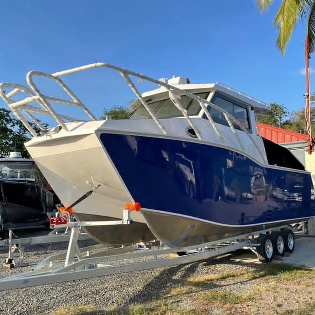 China Made 29ft Stable Outboard Offshore Aluminum Commercial Catamaran Boat Fishing Yacht for Sale