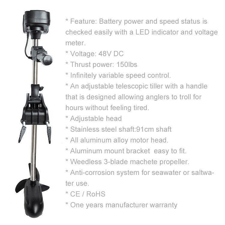 12V High Power Electric Fishing Boats Dinghy Engine Outboard Sailing Boat Motor