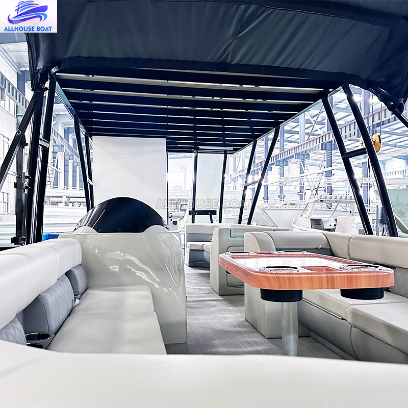 Manufacturer Direct 30FT High Quality Aluminum Pontoon Boats Luxury Yacht for Fishing and Entertainment with Outboard Engine