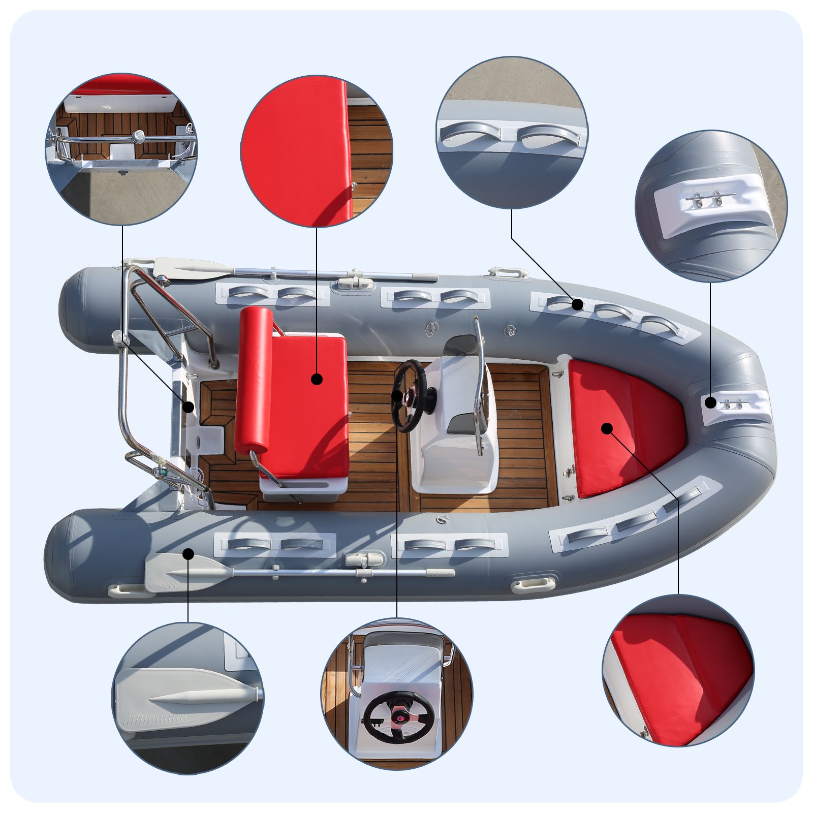 CE RIB36000000 Electric Outboard Engine Powerful 1.2mm Thickness PVC Inflatable Boat for Fishing and Family Entertainment