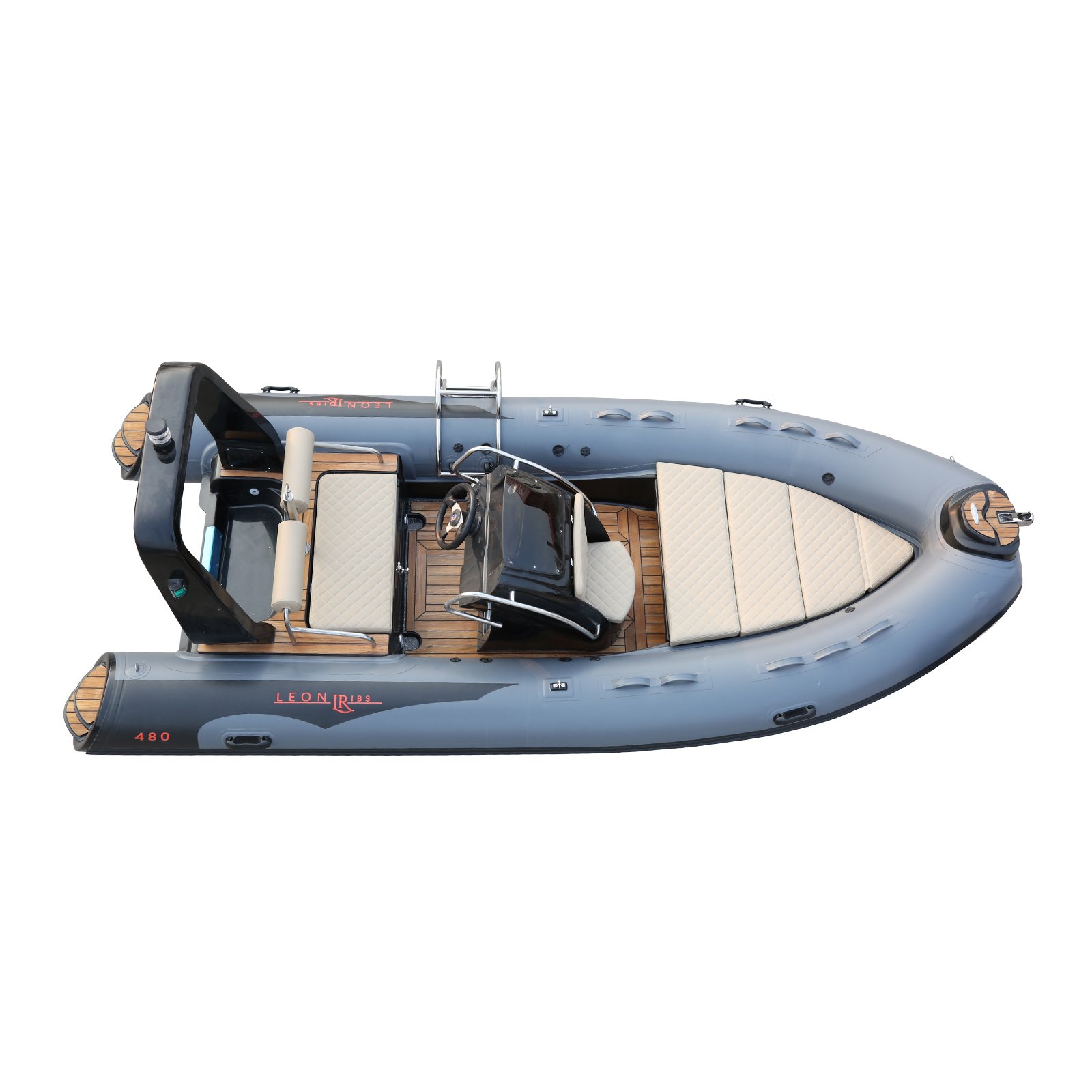 CE Certified 15.4ft 4.8m New & Classic Luxury PVC Fiberglass Inflatable Rowing Boat with Outboard Engine for Fishing from China