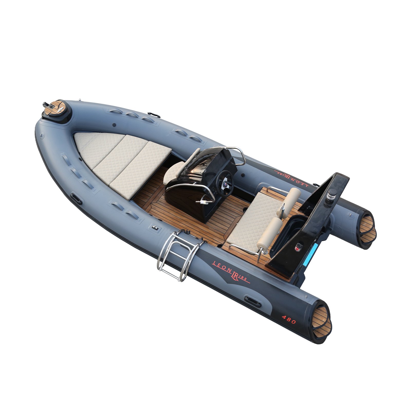 CE Certified 15.4ft 4.8m New & Classic Luxury PVC Fiberglass Inflatable Rowing Boat with Outboard Engine for Fishing from China