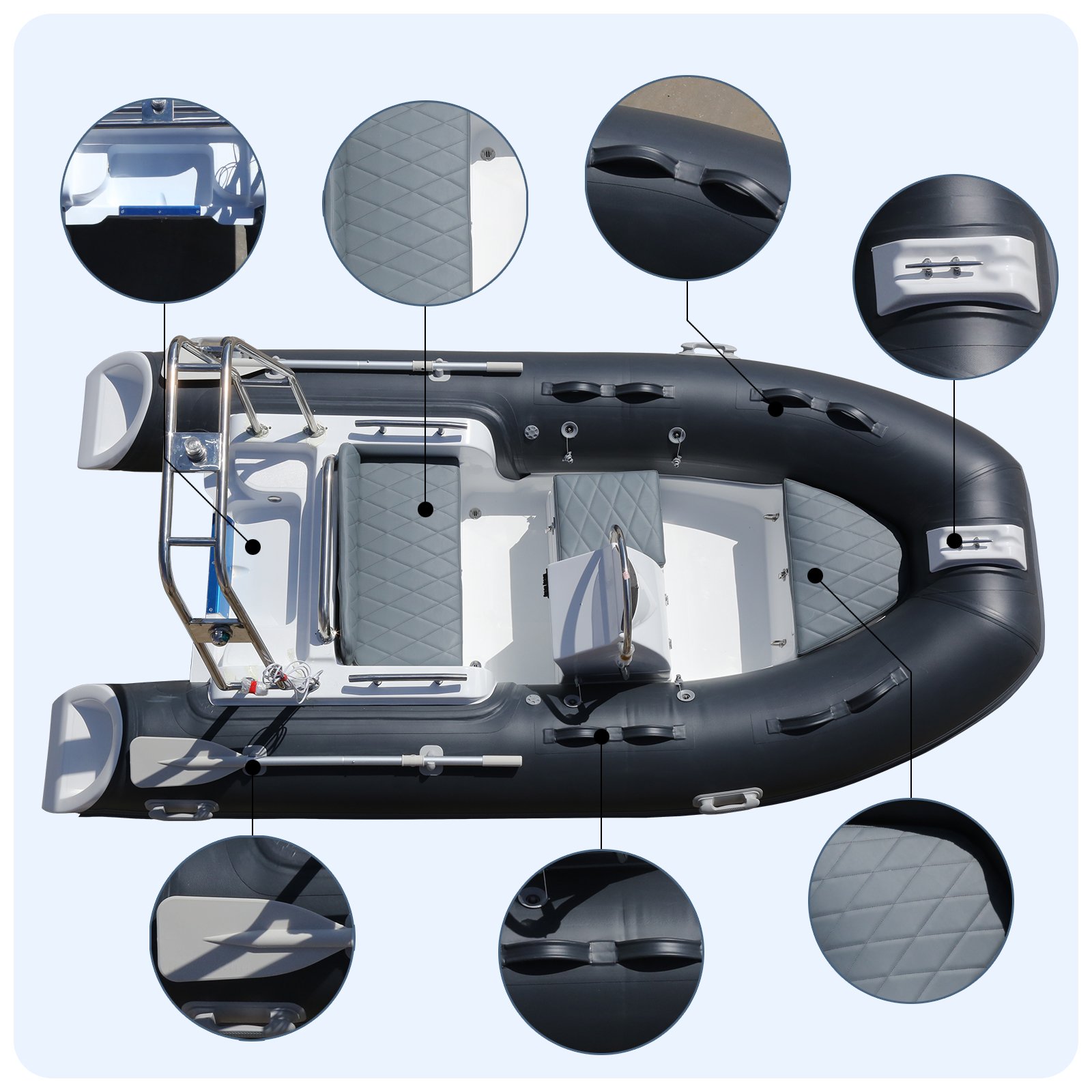 New 3.6m Cabin Fishing Rib Inflatable Boat with Console Outboard Engine Combo Set for Outdoor Drifting Adventures