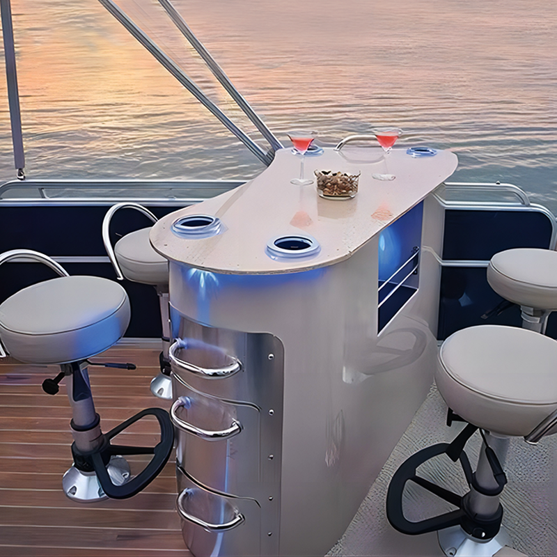 Allhouse 19FT Luxury Yacht Underwater Glass Floor Pontoon Boat for Marine Life Observation Aluminum Hull with Outboard Engine