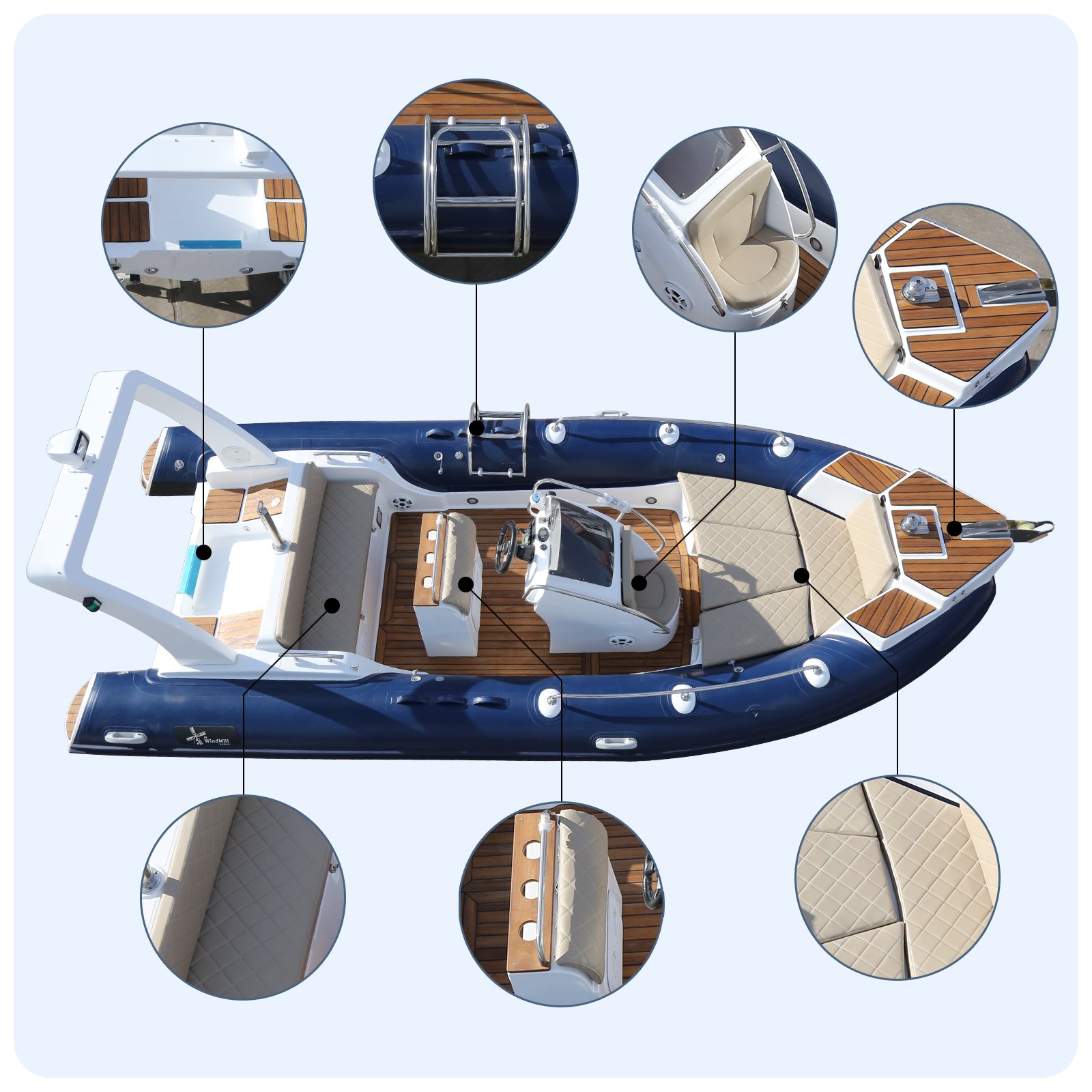 CE Certified Double Hull Racing Motor Boat RIB600 PVC Hypalon Inflatable Fiberglass Fishing Rib Drifting Outdoor Activity Engine