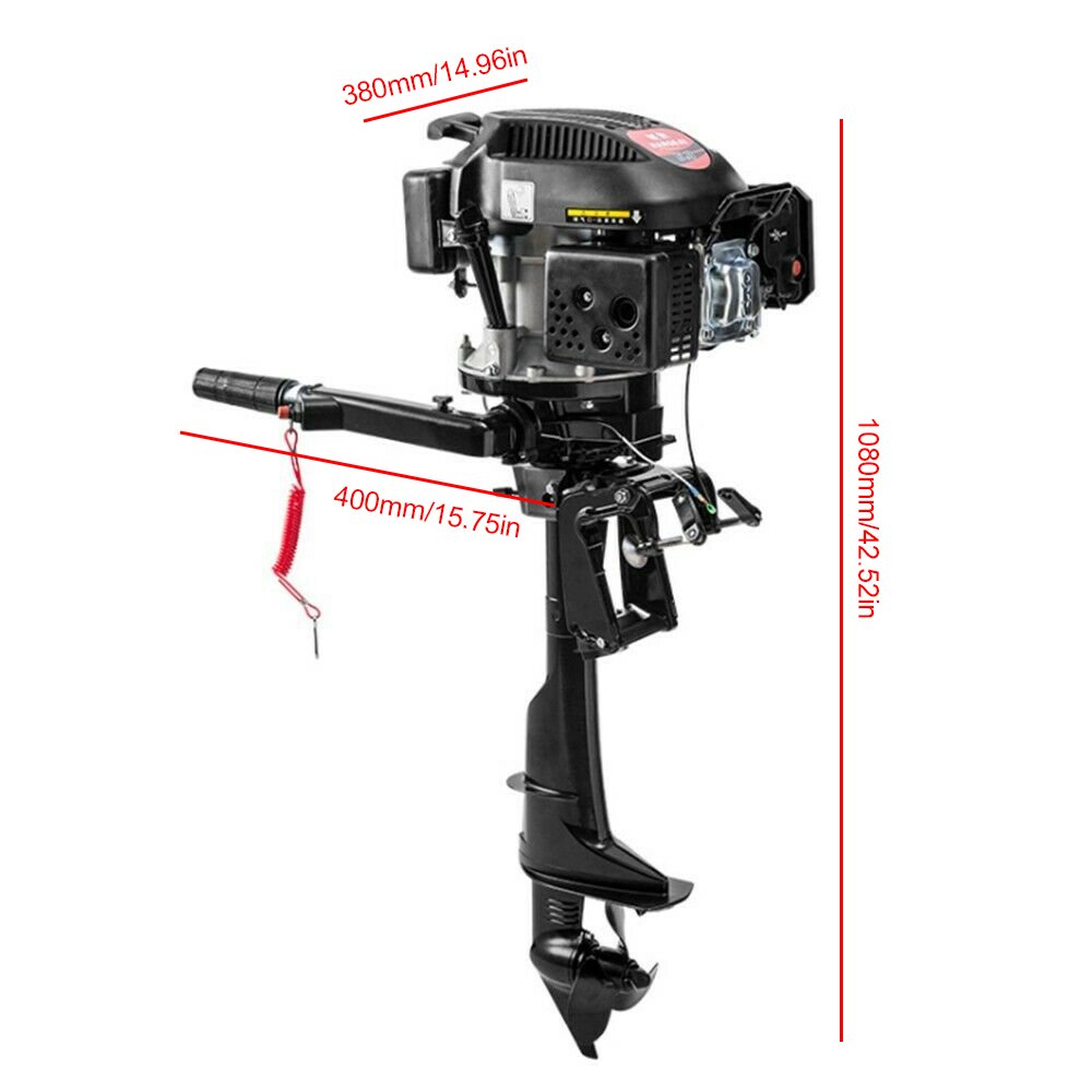 HANGKAI 6HP 4-Stroke Outboard Motor 140CC Fishing Boat Engine Air Cooling Outboard Engine