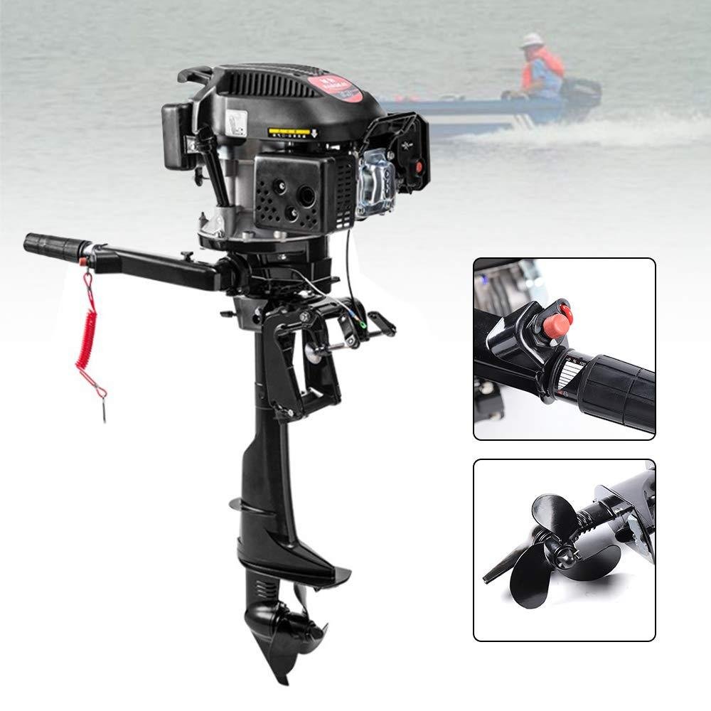 HANGKAI 6HP 4-Stroke Outboard Motor 140CC Fishing Boat Engine Air Cooling Outboard Engine