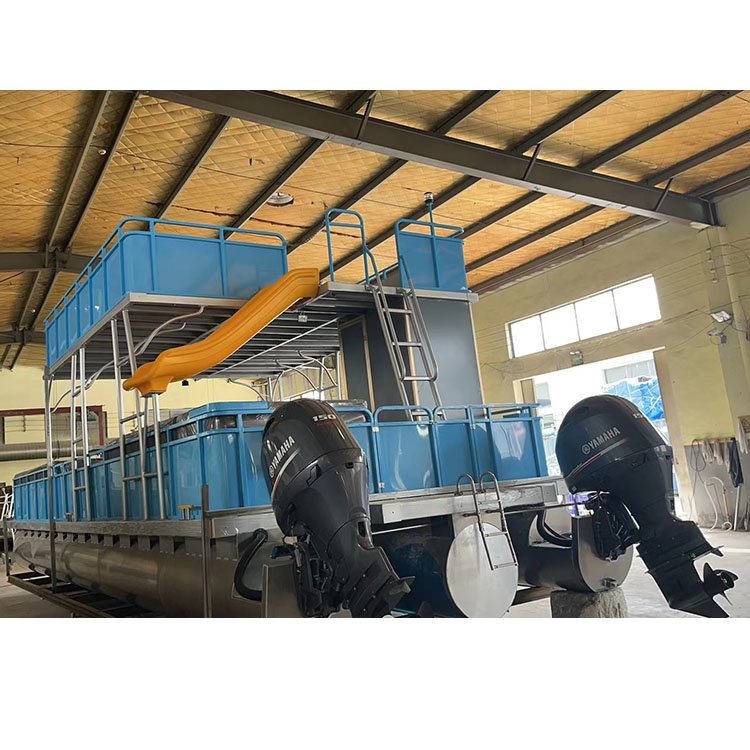 Passenger Tour Transport Boat, 11m Aluminum Pontoon Boat Double Deck Party Boat With Slides