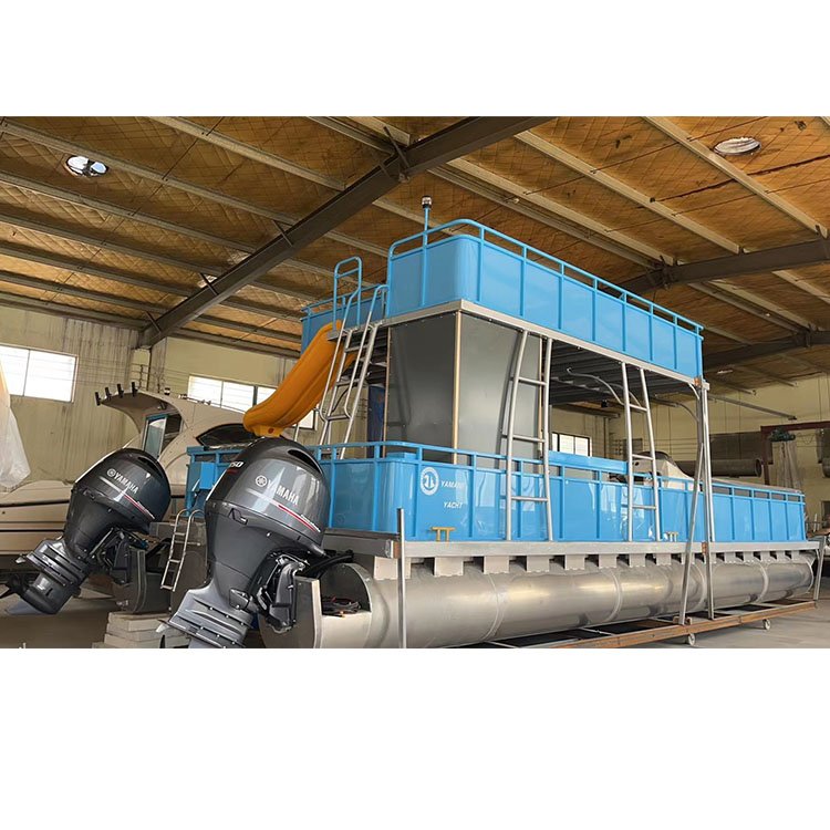 Passenger Tour Transport Boat, 11m Aluminum Pontoon Boat Double Deck Party Boat With Slides