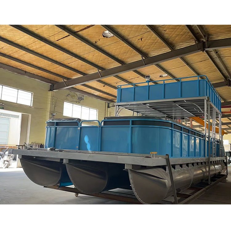 Passenger Tour Transport Boat, 11m Aluminum Pontoon Boat Double Deck Party Boat With Slides