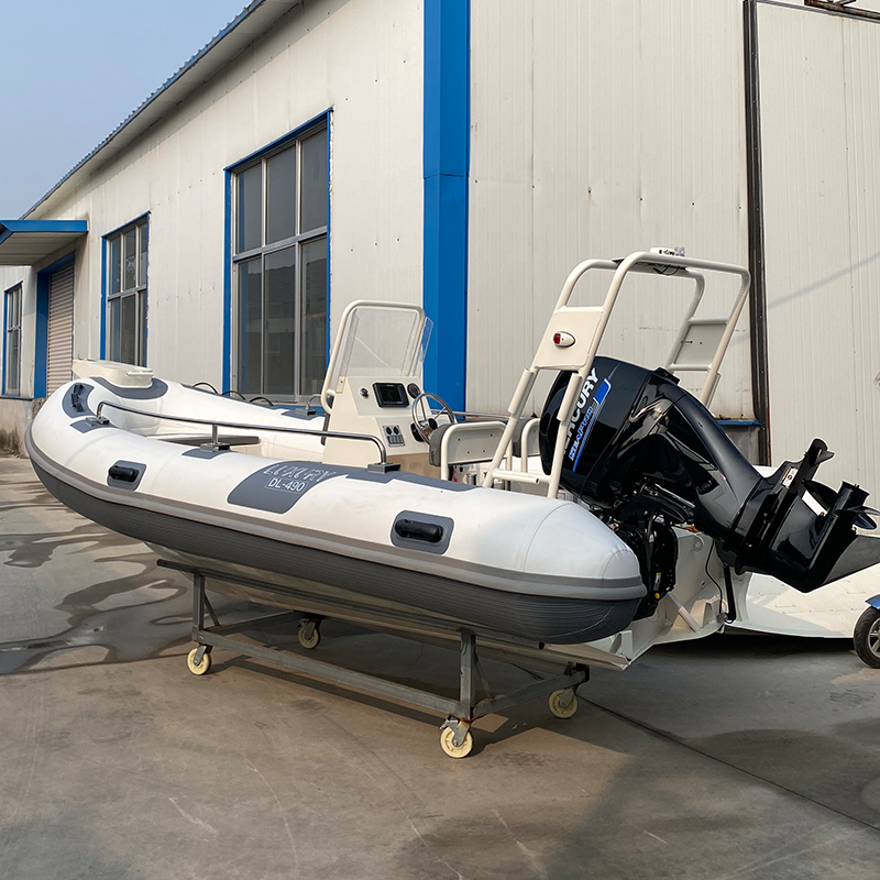Inflatable Sport Fishing Boat PVC Hypalon Aluminium Hull Catamaran with Outboard Engine Rigid Inflatable Boa