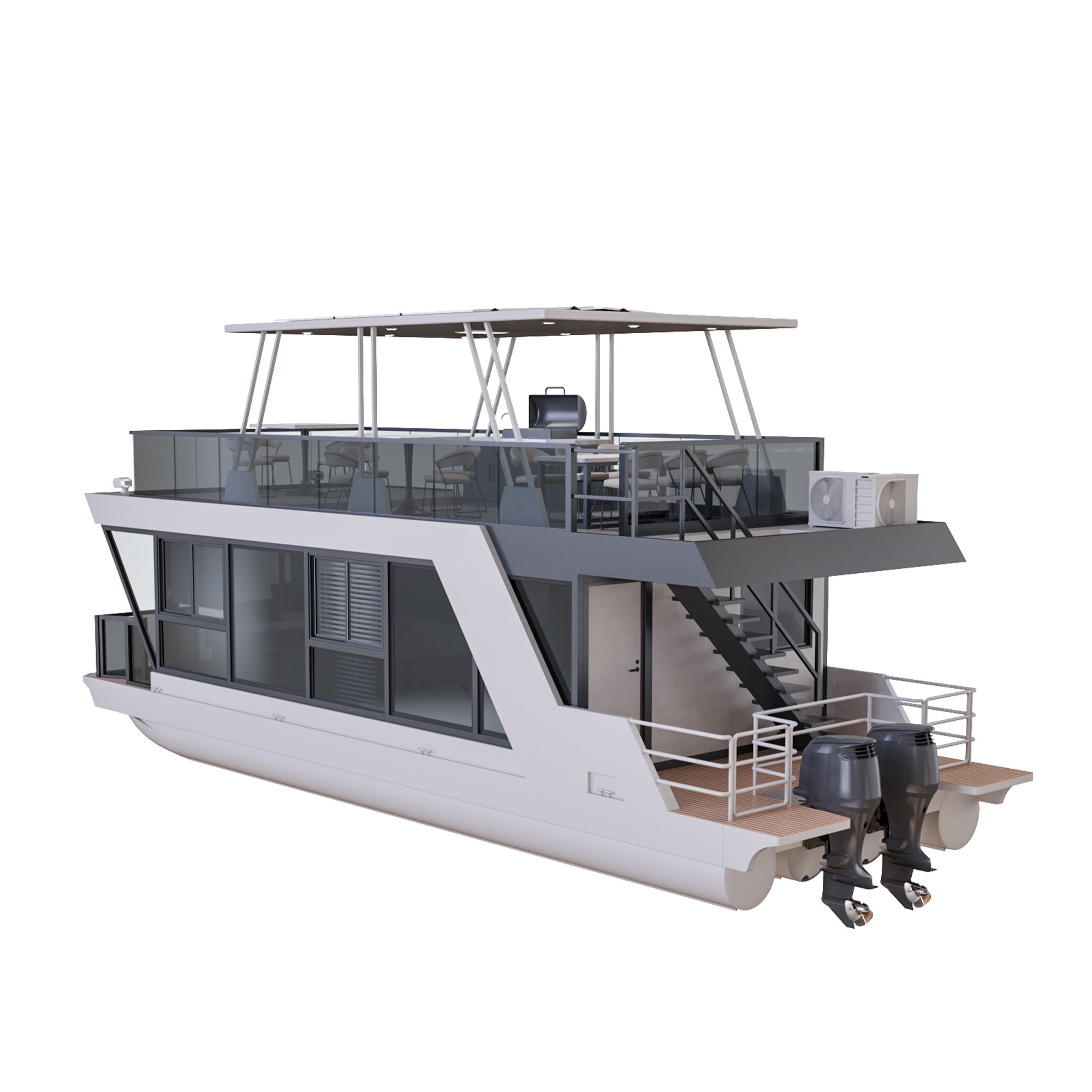 Luxury Floating House Boat with Outboard Engine Luxury Floating Hotel Luxury Yacht Made in China Aluminum Houseboat Pontoon Boat