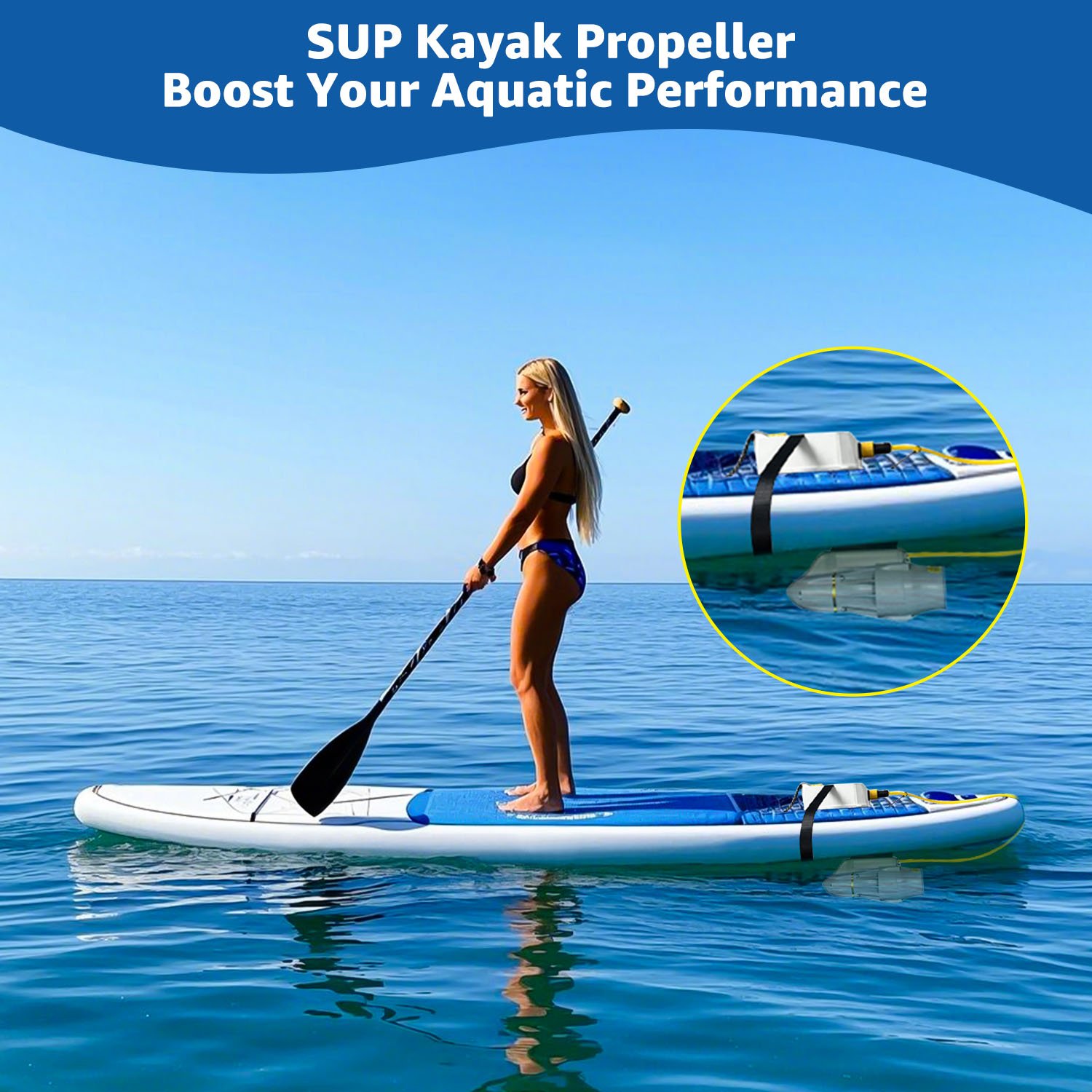 Underwater Thruster for Paddle Board and Kayaks , Electric Fin for Fishing Boat, 240W Motor, 15 Lbs Thrust , 8KM/H SUP Propeller