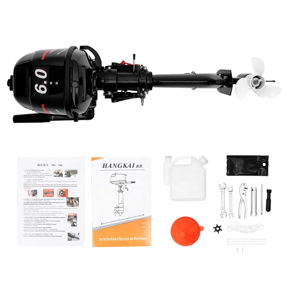 HANGKAI 6hp 2 Stroke Outboard Engine Petrol Boat Engine, Fishing Boat Outboard Motor