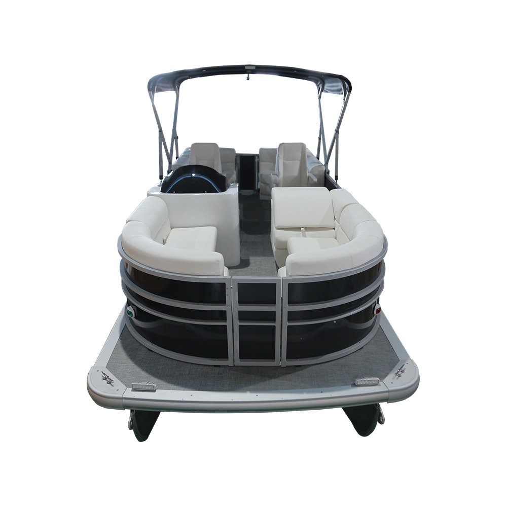 Kinocean 16 Feet Luxury Sport Pontoon Boat for Rowing Integrated Marine Grade Aluminum Fence for Lakes and Rivers