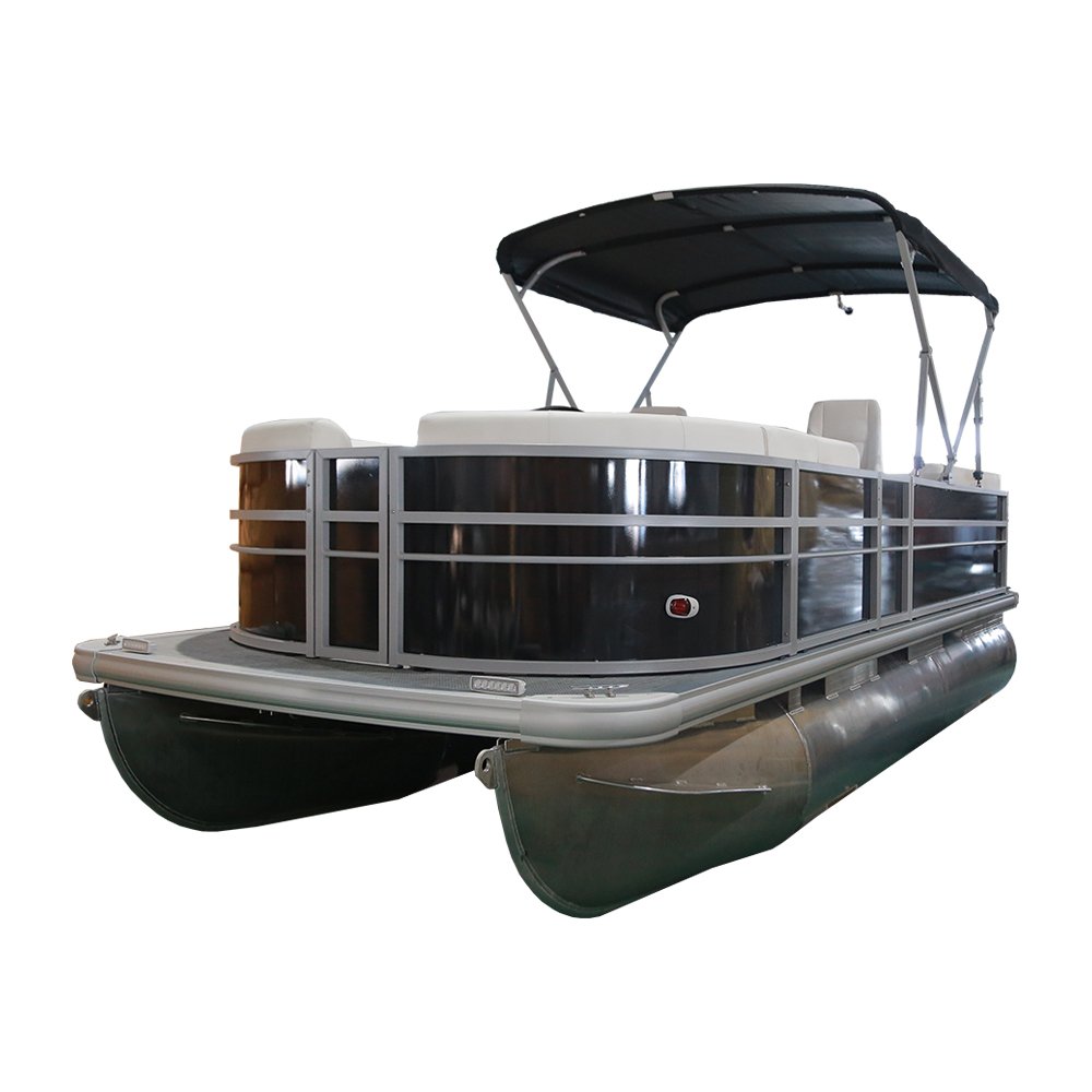 Kinocean 16 Feet Luxury Sport Pontoon Boat for Rowing Integrated Marine Grade Aluminum Fence for Lakes and Rivers