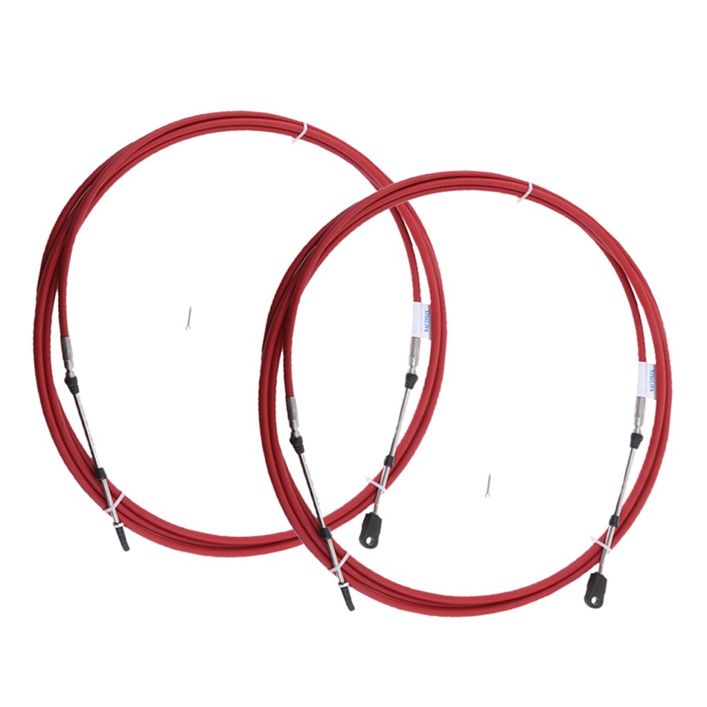 2Pcs 14Ft Throttle Shift Control Cable for Yamaha Outboard Boat Motor Red - Heavy Duty