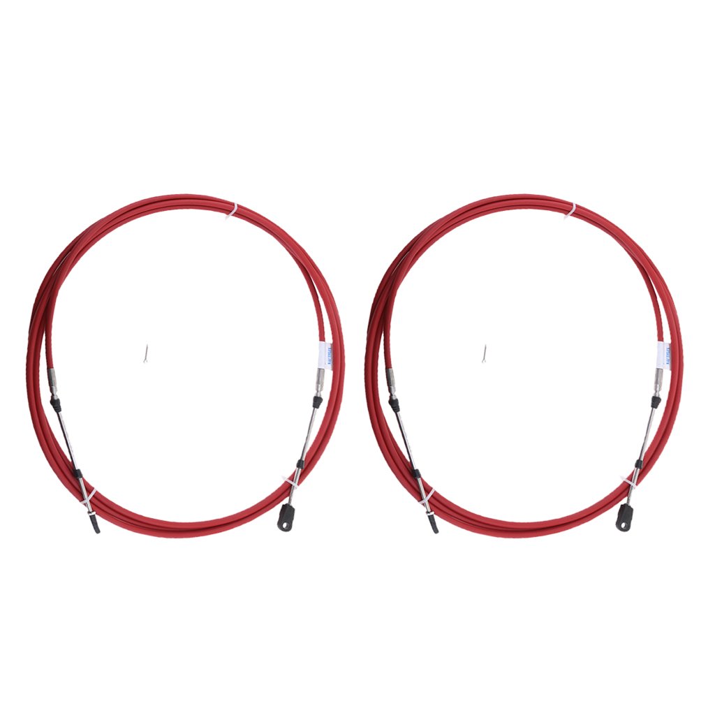 2Pcs 14Ft Throttle Shift Control Cable for Yamaha Outboard Boat Motor Red - Heavy Duty