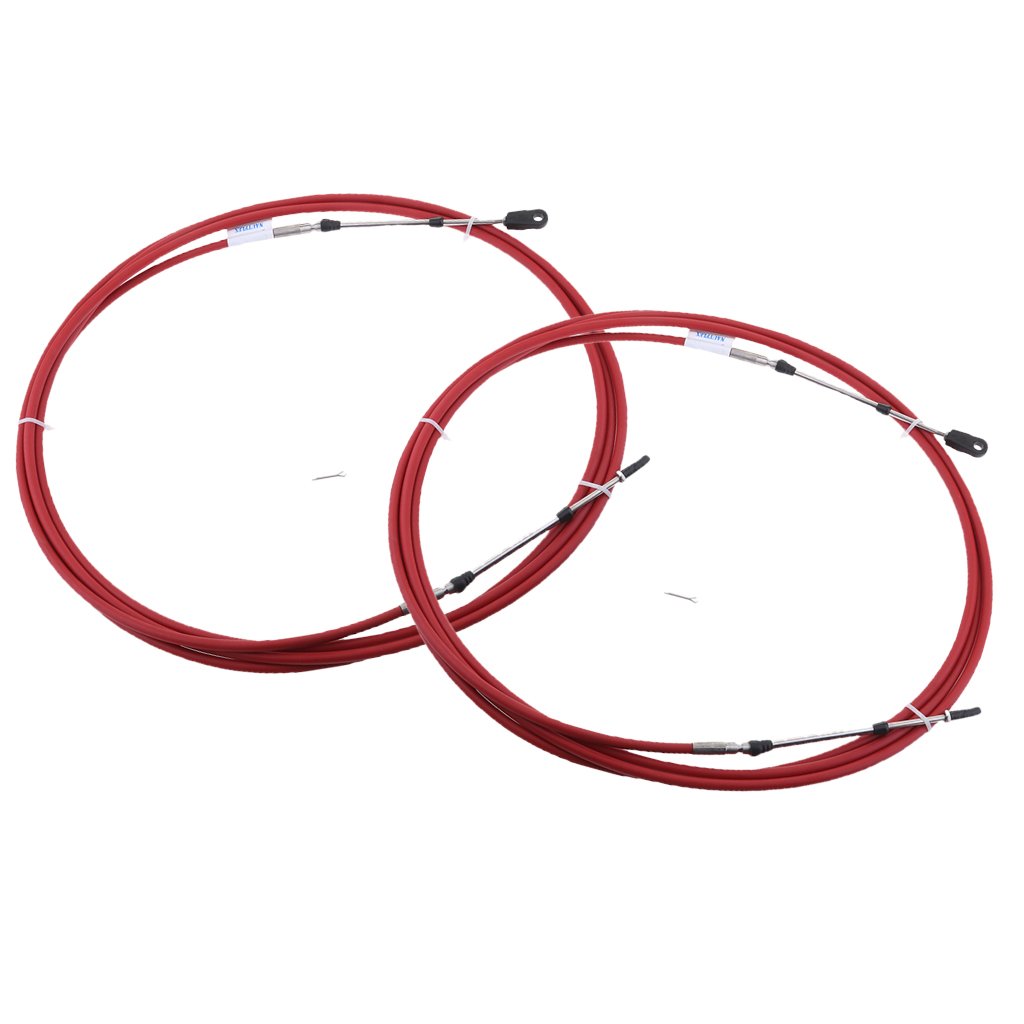 2Pcs 14Ft Throttle Shift Control Cable for Yamaha Outboard Boat Motor Red - Heavy Duty