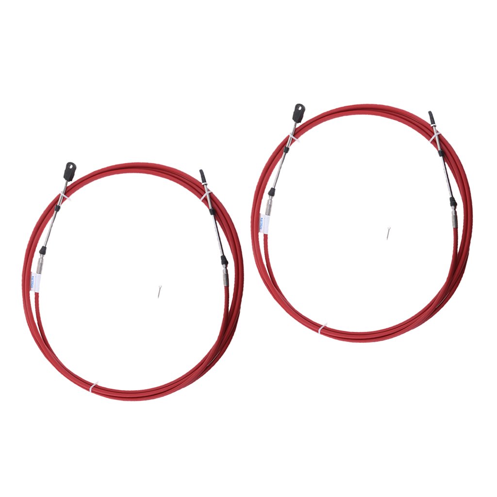 2Pcs 14Ft Throttle Shift Control Cable for Yamaha Outboard Boat Motor Red - Heavy Duty