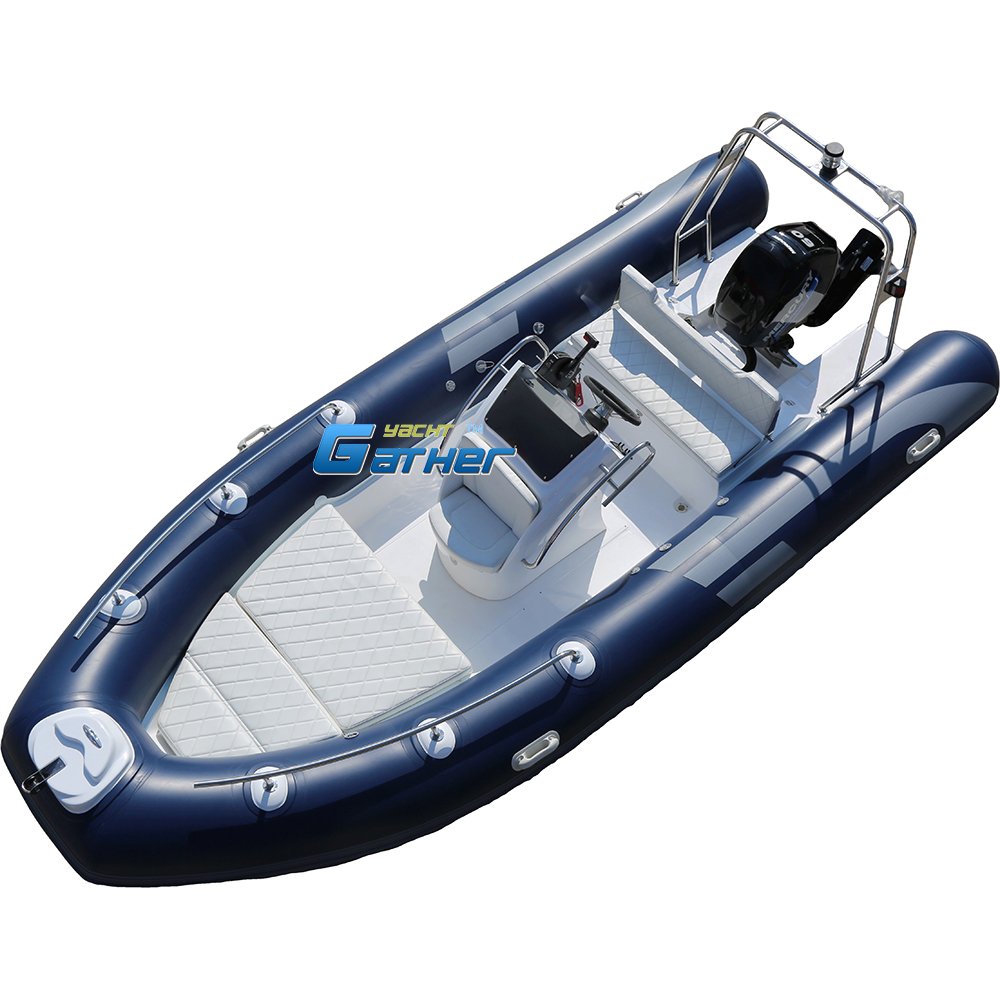 5.2M 17Ft China Rib Boat Inflatable Fishing Boat Hypalon Tube Rib520D With Console, Front Sundeck and Outboard Engine for Sale