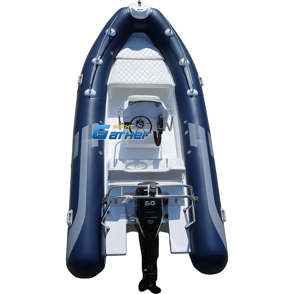 5.2M 17Ft China Rib Boat Inflatable Fishing Boat Hypalon Tube Rib520D With Console, Front Sundeck and Outboard Engine for Sale