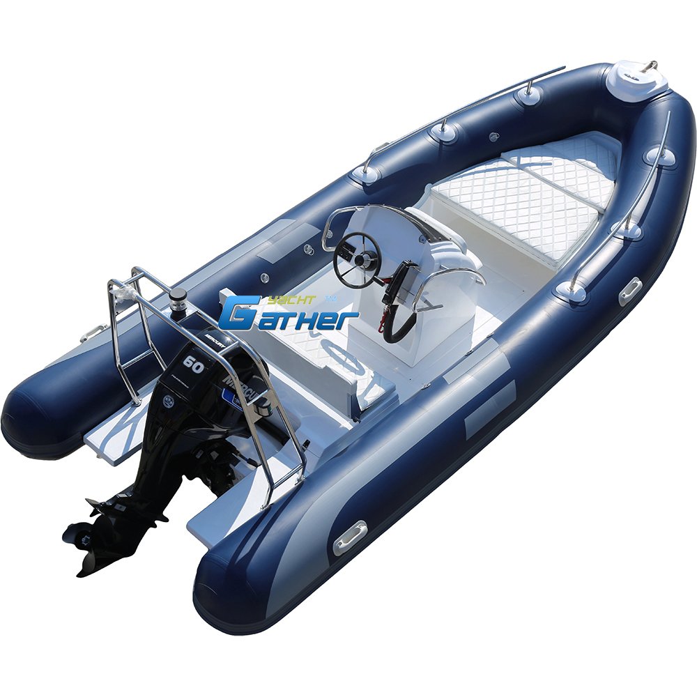 5.2M 17Ft China Rib Boat Inflatable Fishing Boat Hypalon Tube Rib520D With Console, Front Sundeck and Outboard Engine for Sale
