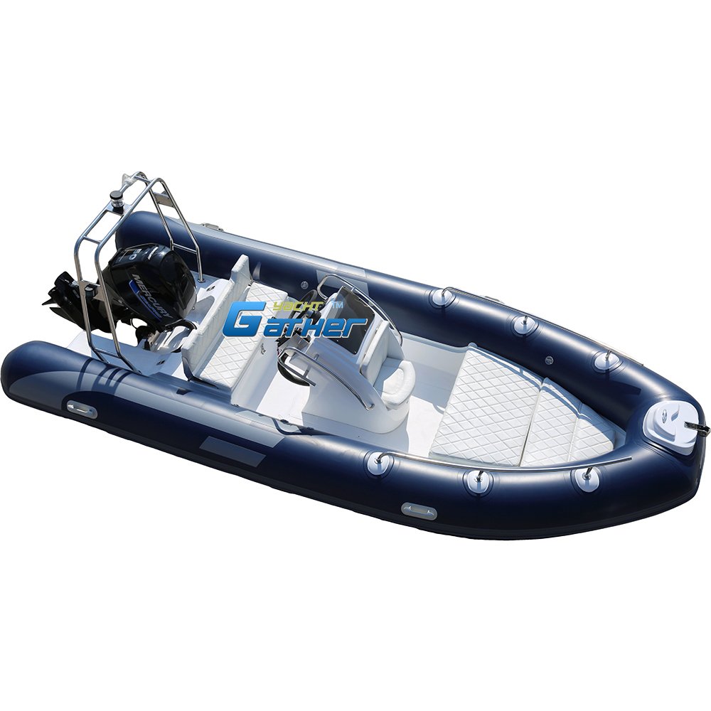 5.2M 17Ft China Rib Boat Inflatable Fishing Boat Hypalon Tube Rib520D With Console, Front Sundeck and Outboard Engine for Sale
