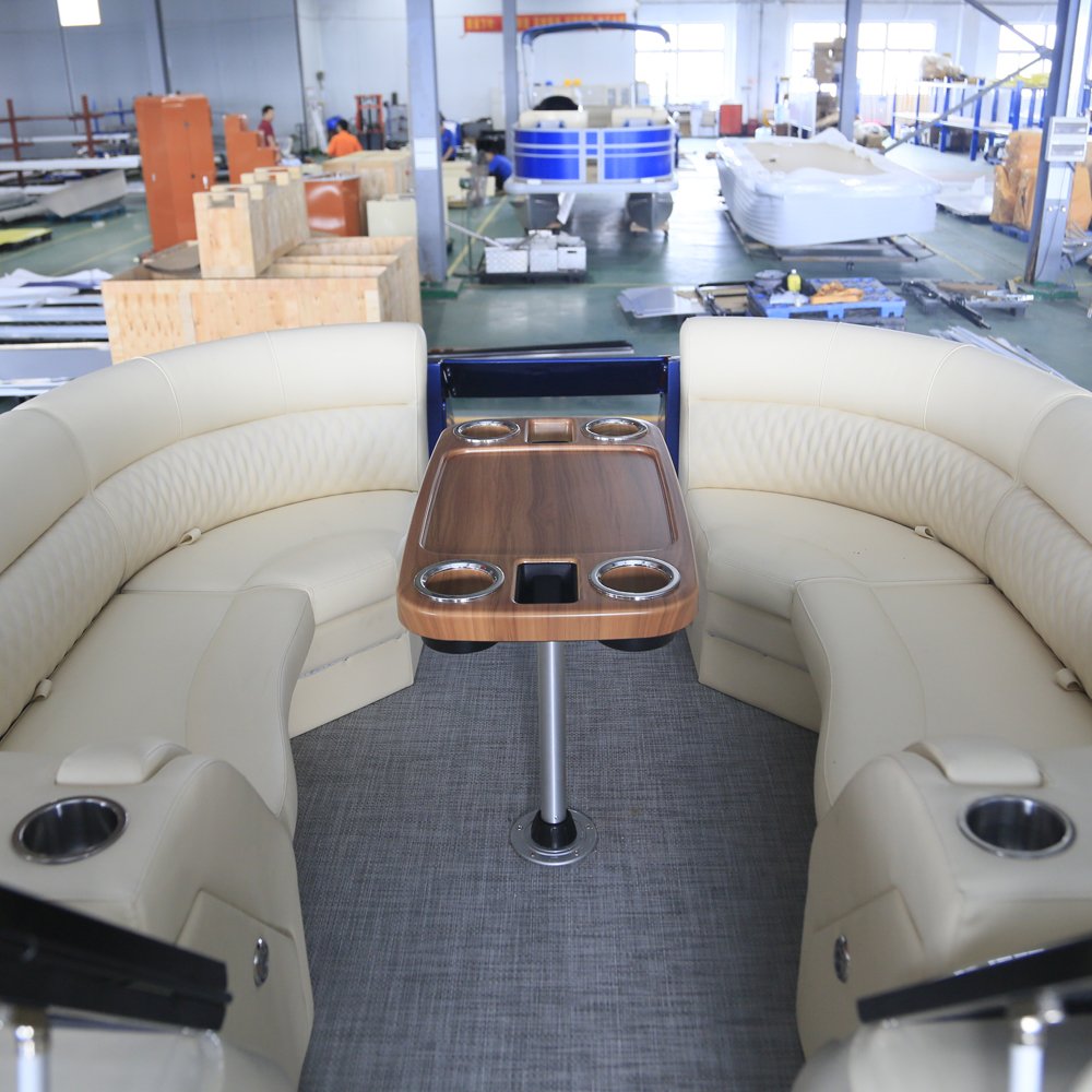 China Factory Luxury 22FT-30FT Pontoon Boat Yacht 24FT-27FT Aluminum Hull with Outboard Engine for Travelling