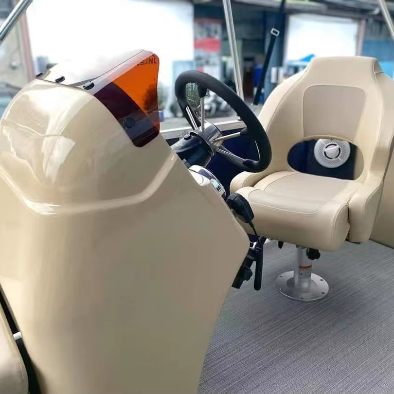 2025 Allhouse Aluminium 17ft 5.2m Pontoon Boat Custom LED Stereo Water Jet Car Fishing Recreational Boat Engine 5~8 Persons
