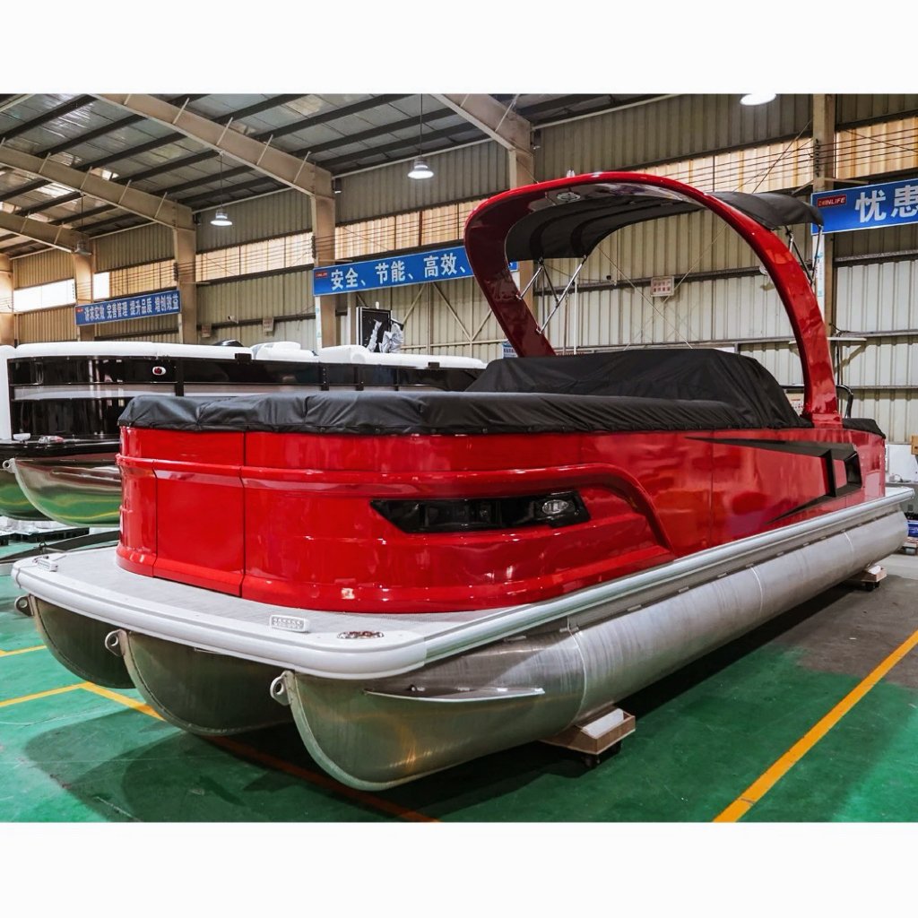 Luxury Tritoon RC Yacht Fiberglass Aluminum Wakeboard Boat Pontoon Boat for Drifting