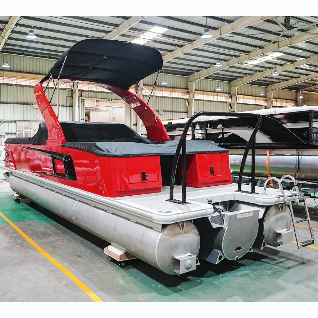 Luxury Tritoon RC Yacht Fiberglass Aluminum Wakeboard Boat Pontoon Boat for Drifting