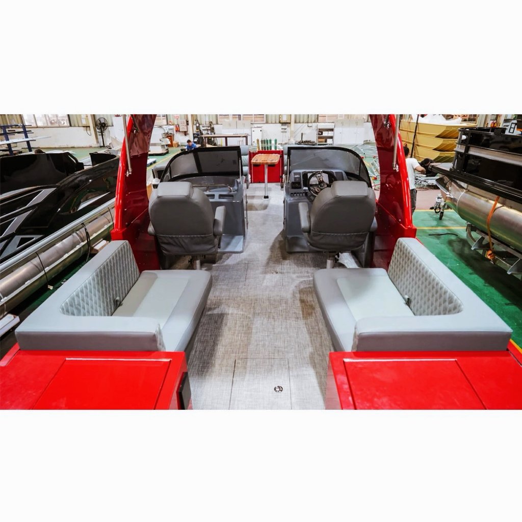 Luxury Tritoon RC Yacht Fiberglass Aluminum Wakeboard Boat Pontoon Boat for Drifting