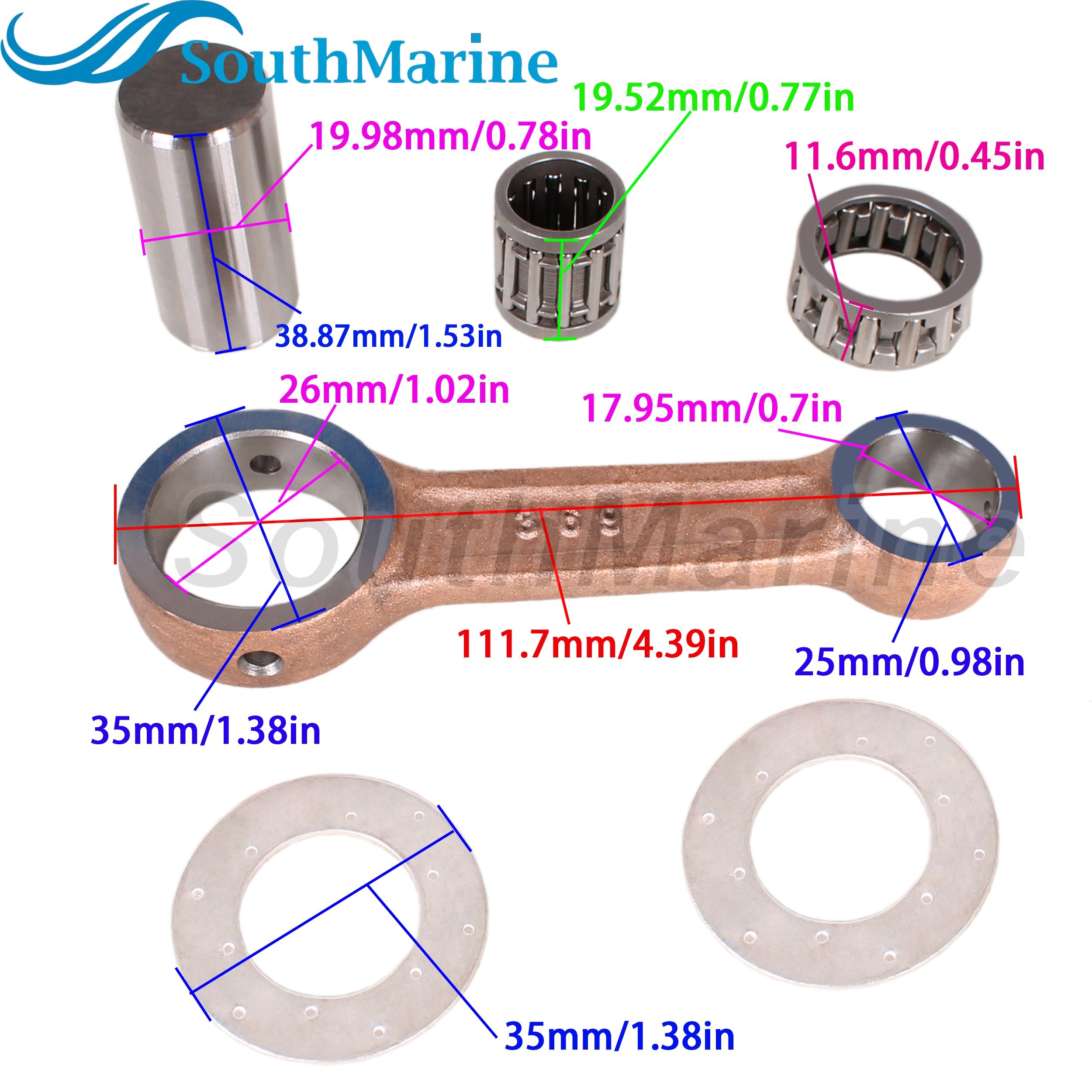 Boat Engine 369-00040-0 369000400M Connecting Rod Kit for Tohatsu Nissan 4HP 5HP M4C M5B M5BS NS4C NS5B / 813047 for Mercury