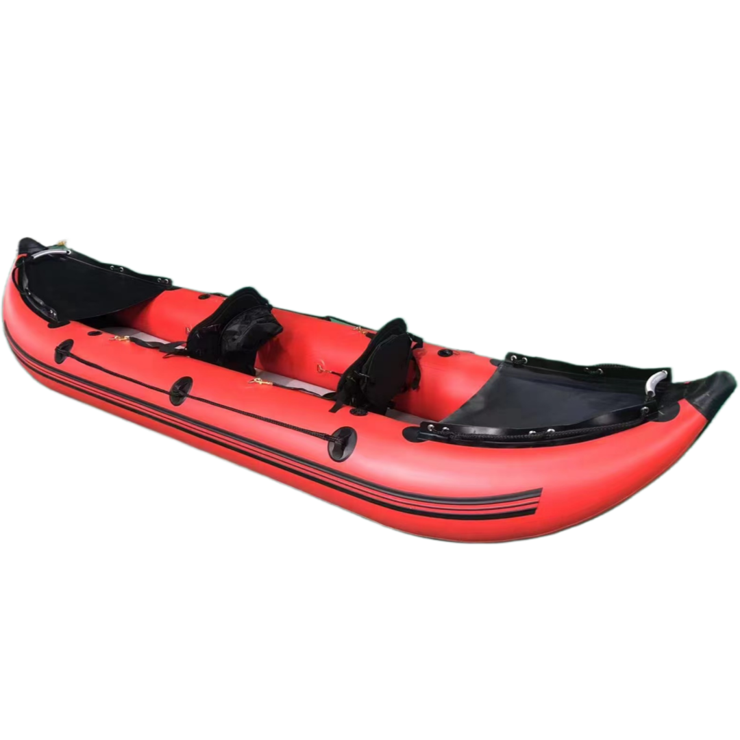 2-Person Drop Stitch Folding PVC Fishing Canoe Inflatable Kayak Sport Yacht with Inboard Engine on Sale!