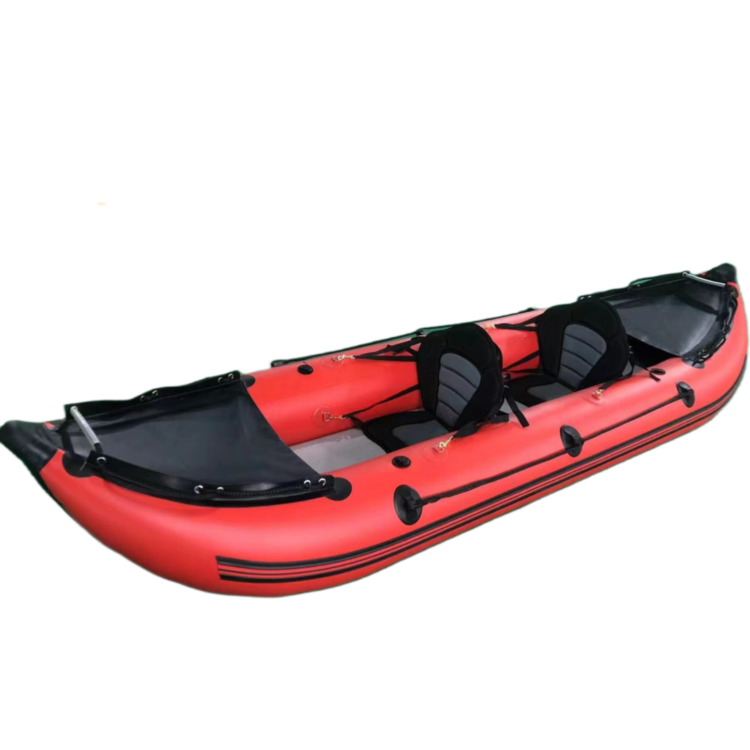 2-Person Drop Stitch Folding PVC Fishing Canoe Inflatable Kayak Sport Yacht with Inboard Engine on Sale!