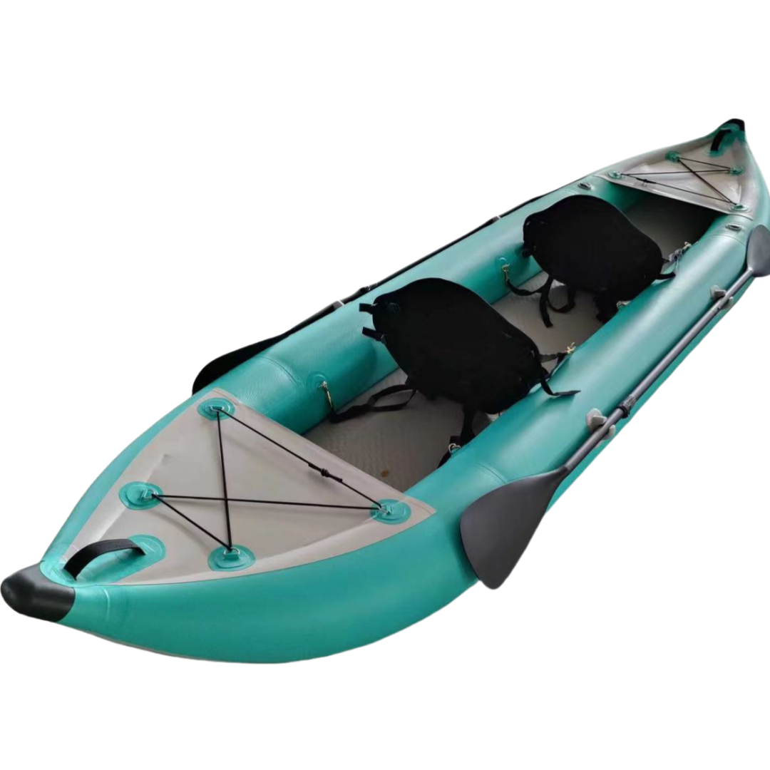 2-Person Drop Stitch Folding PVC Fishing Canoe Inflatable Kayak Sport Yacht with Inboard Engine on Sale!