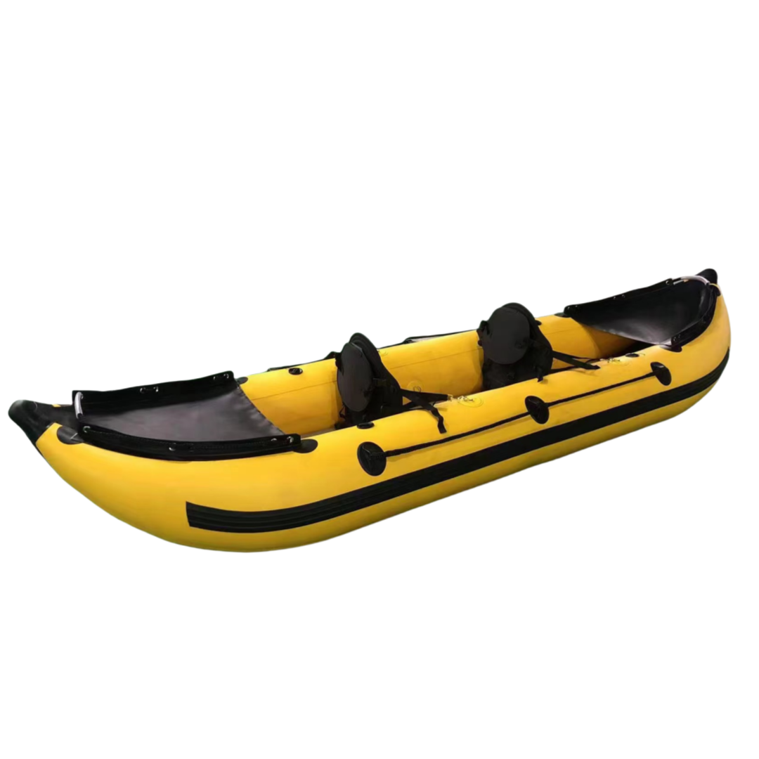 2-Person Drop Stitch Folding PVC Fishing Canoe Inflatable Kayak Sport Yacht with Inboard Engine on Sale!