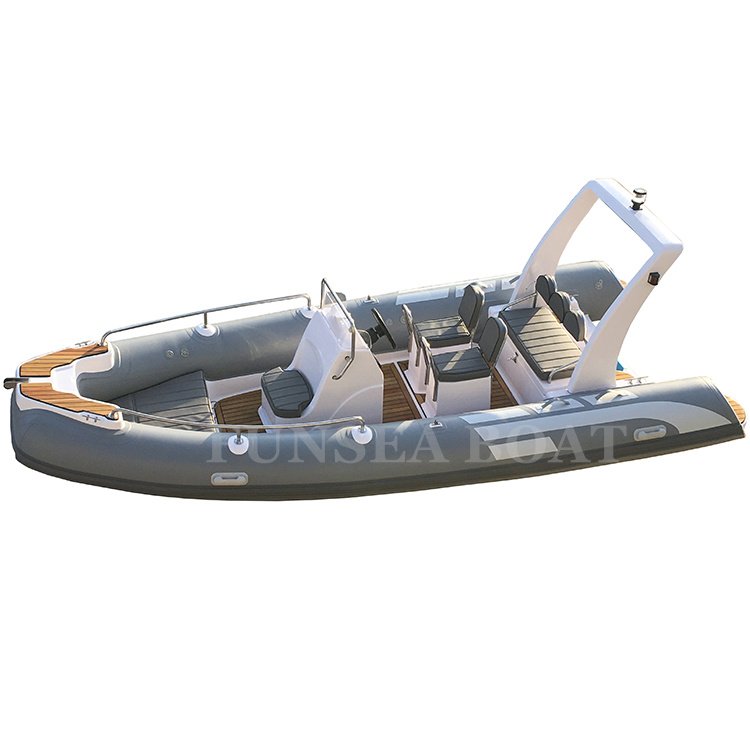 Gray Color Fiberglass 17ft 5.2m 6 Person PVC or Hypalon Rigid Inflatable Boat for Sale with Single Outboard Engine