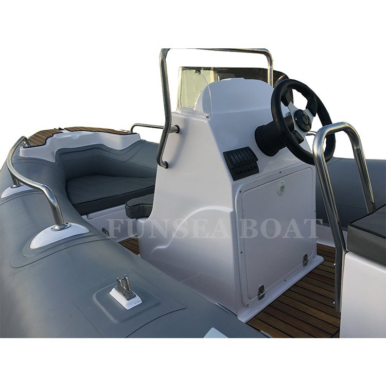 Gray Color Fiberglass 17ft 5.2m 6 Person PVC or Hypalon Rigid Inflatable Boat for Sale with Single Outboard Engine