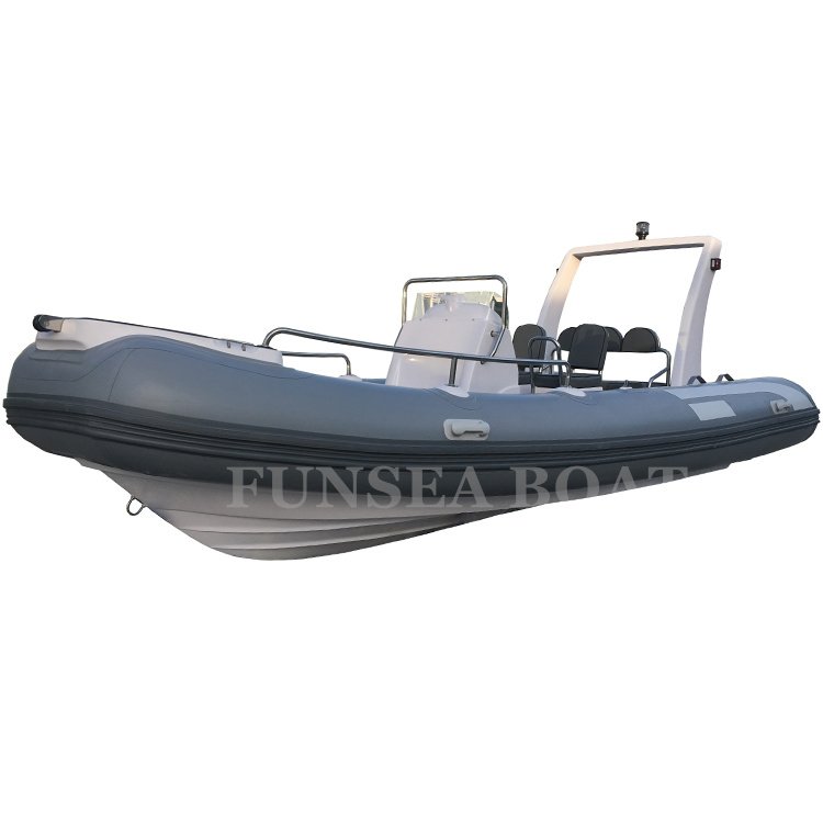 Gray Color Fiberglass 17ft 5.2m 6 Person PVC or Hypalon Rigid Inflatable Boat for Sale with Single Outboard Engine