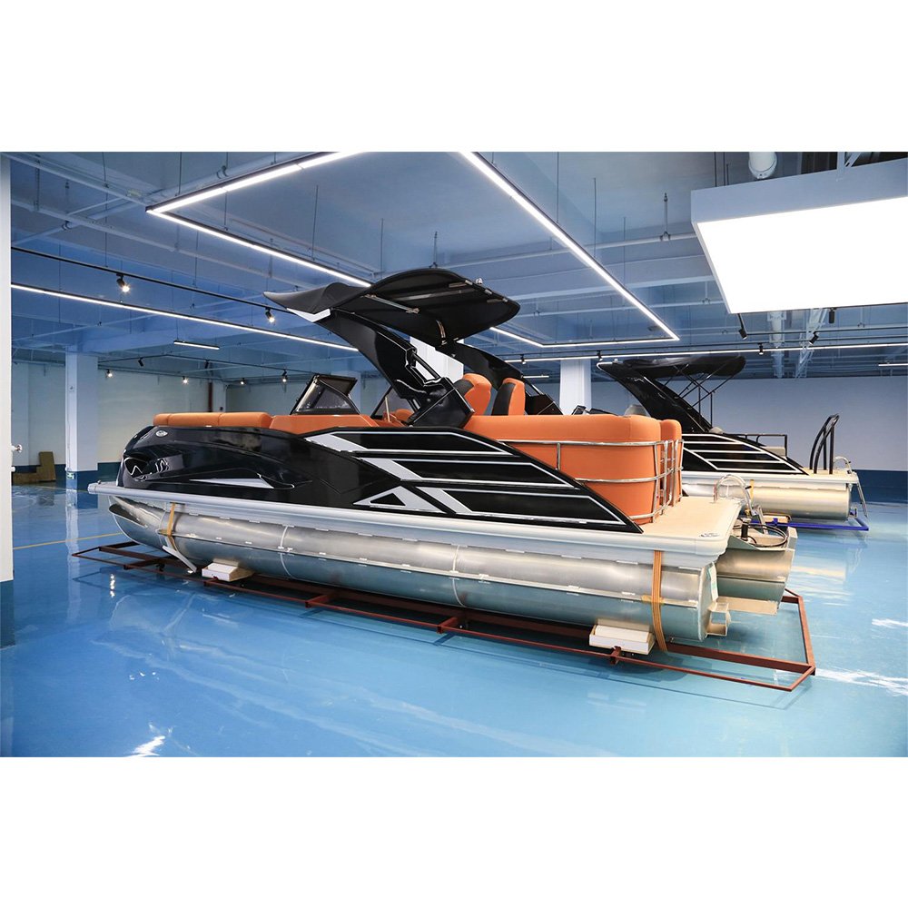 Kinocean Aluminum Tritoon Pontoon Party Barge Pontoon Boat Aluminum Pontoon With Cabin Engine Motor and Trailer