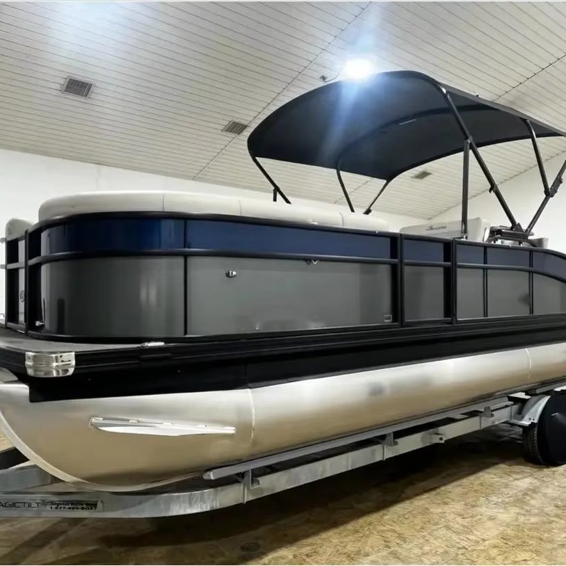 CE Approved 150HP Engine Trailer Double Aluminum Pontoon Boat Tritoon Fiberglass Boat Triton Platform Sport Floating Fishing
