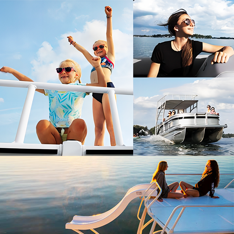Modern New Winter Sports Aluminum Pontoon Boat with Fishing Seats 7m Aluminum Hull Entertainment River Sailing 23ft Sport Yacht