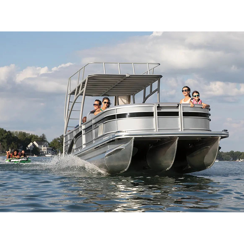 22 ft Pontoon Boat Party Boats Luxury Yacht Aluminum Work Pontoon Boat Luxury Tritoon Fiberglass Factory Customized