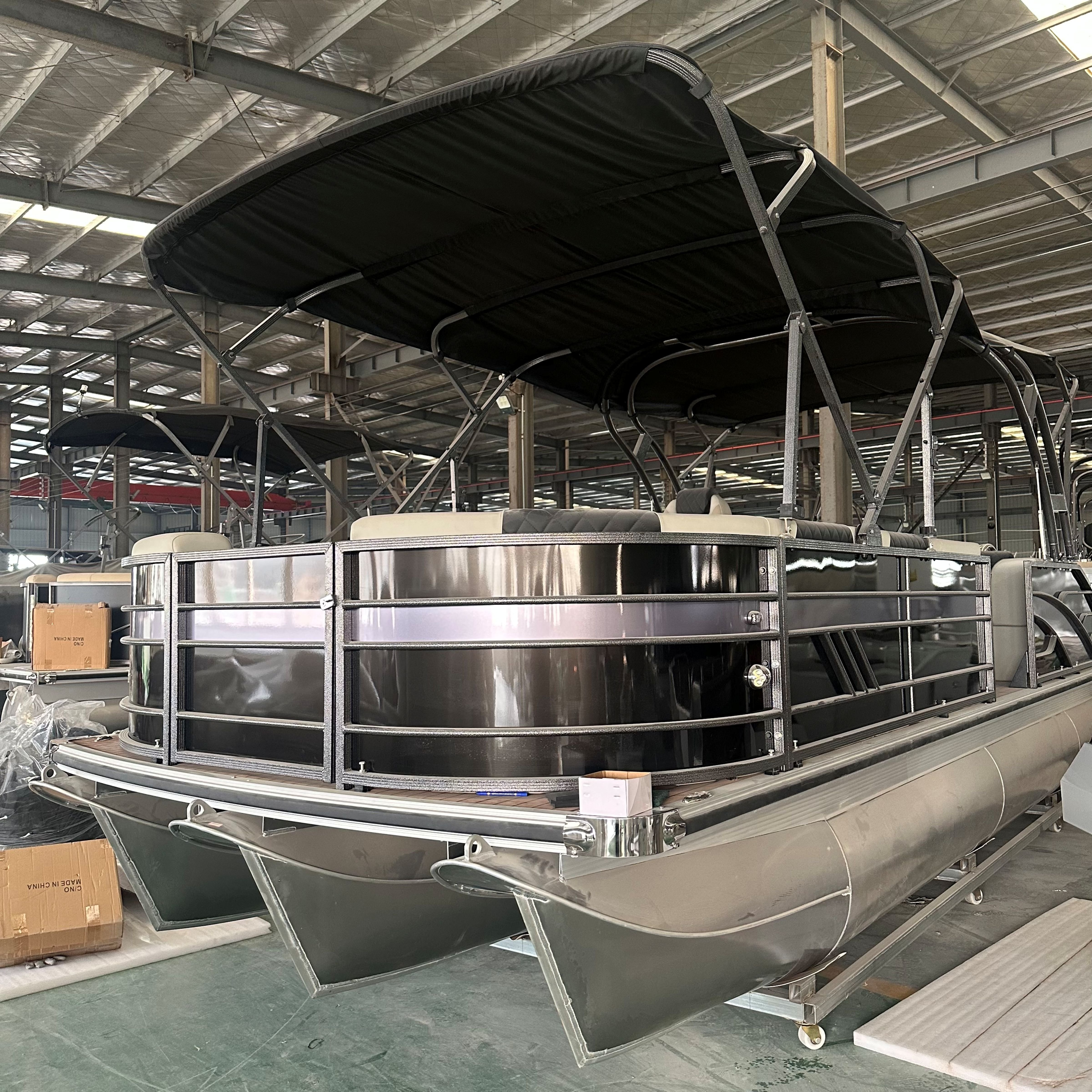 Luxury 21ft Aluminum Alloy Pontoon Yacht Customized Outboard Engine Water Entertainment Fishing Boat for Sale