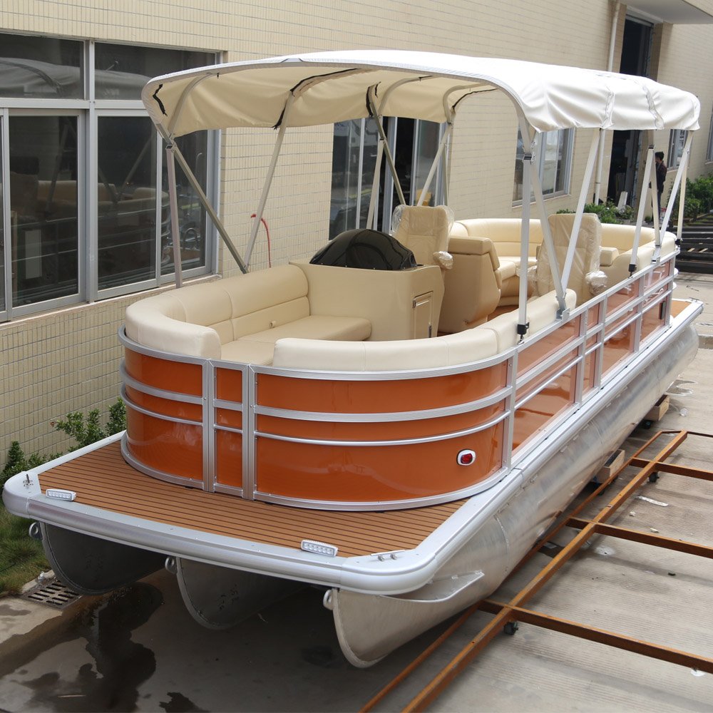 Kinocean Luxury 25ft Aluminum Pontoon Boat Flowing Design for Lake and River Use Categorized Under Yachts