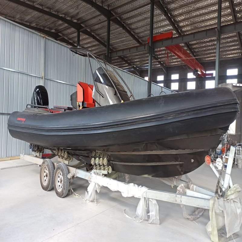 Luxury 8.5m Black Aluminum Hull Inflatable Yacht EVA Material Speed Boat Outboard Engine Sport Fishing Leisure River Made China