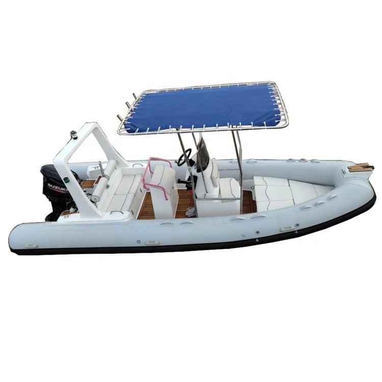 2024 Luxury Yacht RIB580 6m Rigid Inflatable Speed Boat with Outboard Engine for Sale Featuring Fiberglass Hypalon Materials