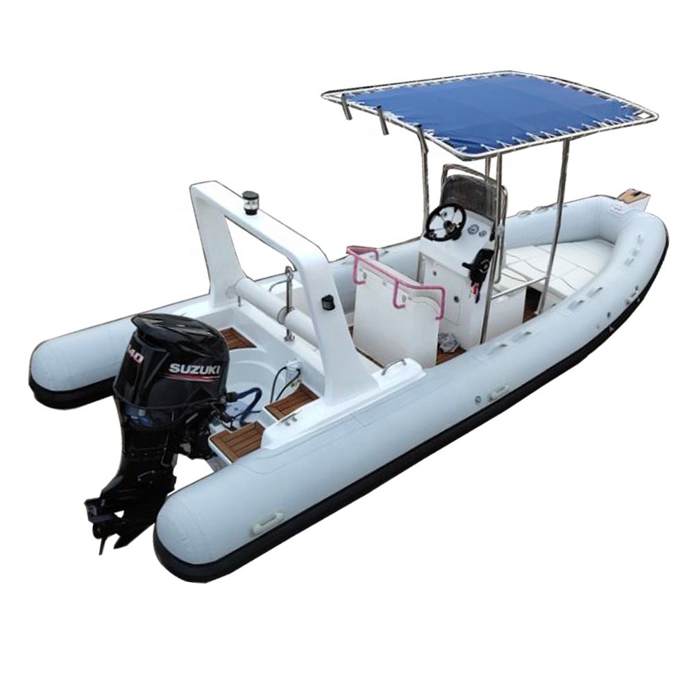 2024 Luxury Yacht RIB580 6m Rigid Inflatable Speed Boat with Outboard Engine for Sale Featuring Fiberglass Hypalon Materials